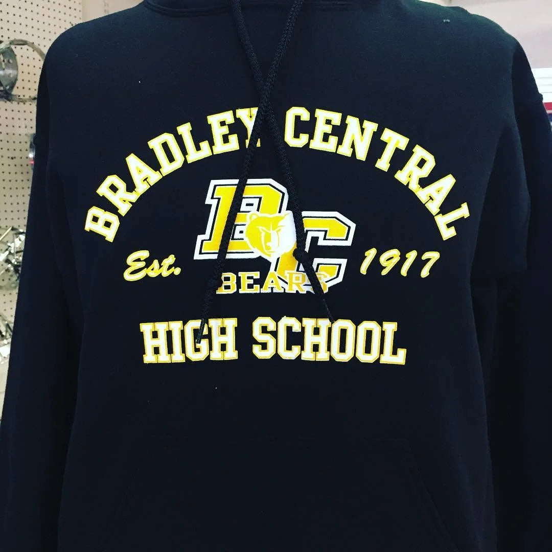 Bradley Central High School Bears hoodie printed by Express Screen Printing